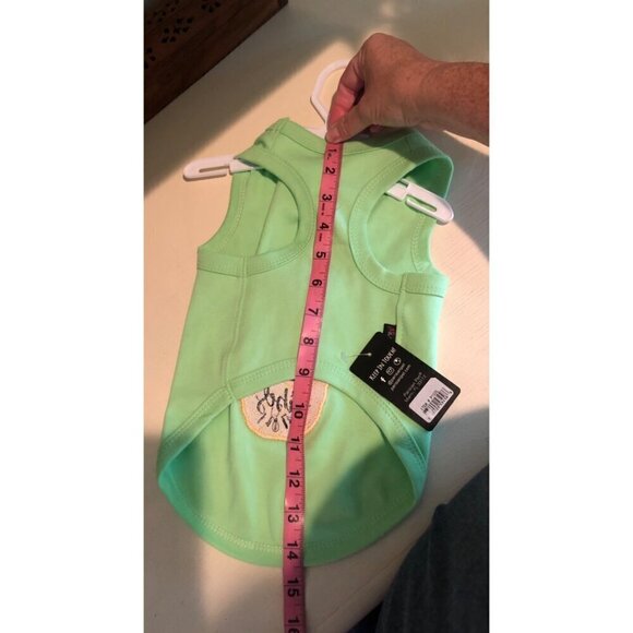 Dog Apparel Sleeveless Tee Green Pineapple Good Vibes Size L - Picture 6 of 6
